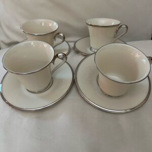 Lot of 4 Lenox Solitaire Cups & Saucers